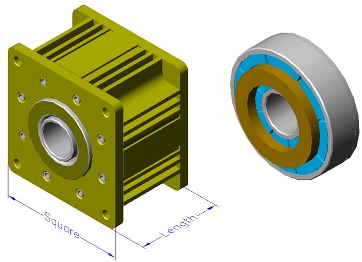 Housed slotless iron core brushless motors, radial, double rotor, hollow shaft